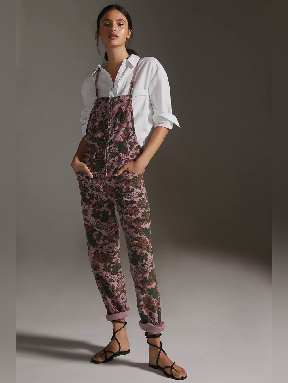 Pilcro Anthropologie Painters Floral Overalls size 26 EUC Casual Boho Jumpsuit